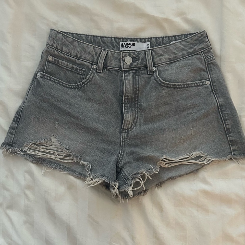 Garage Festival denim shorts in steele grey